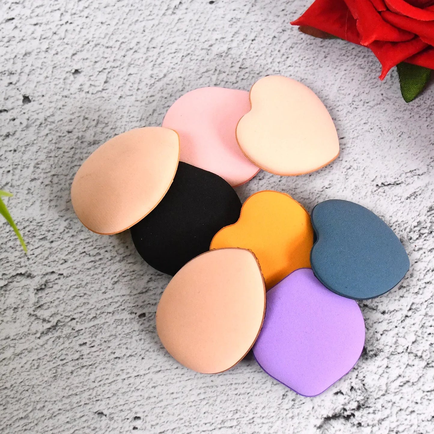 Mini Finger Makeup Powder Puff (Multicolour 8 Pcs Set) - Zidbik