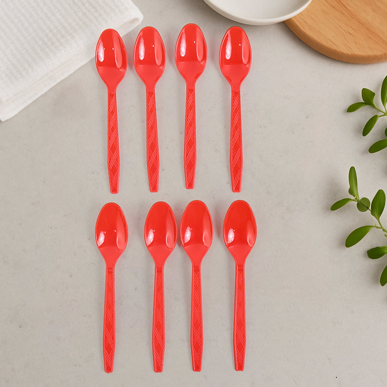 Reusable Home Dining Plastic Spoons (8 Pc) - Zidbik