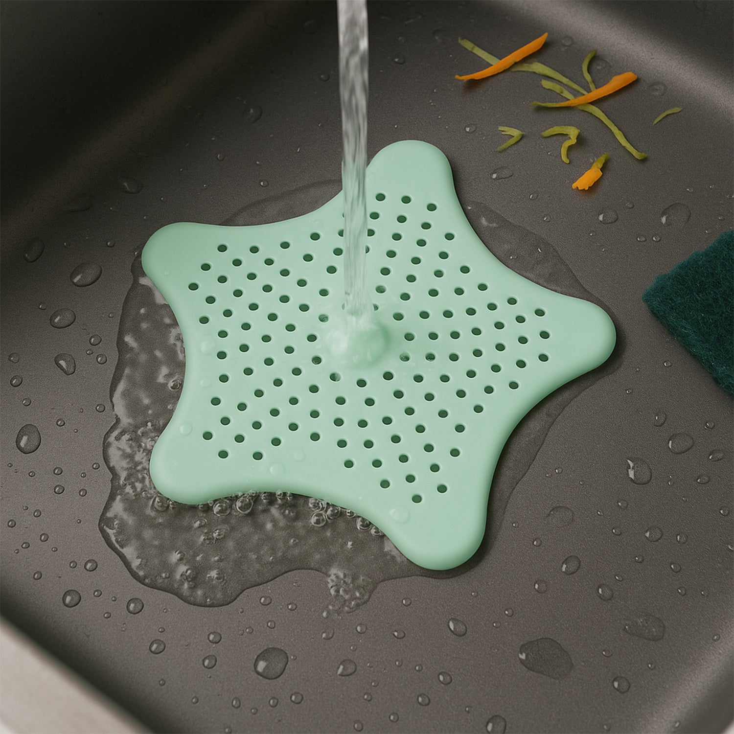 Mint Green Silicone Star Shaped Sink Filter Bathroom Hair Catcher Drain Strainers For Basin - Zidbik