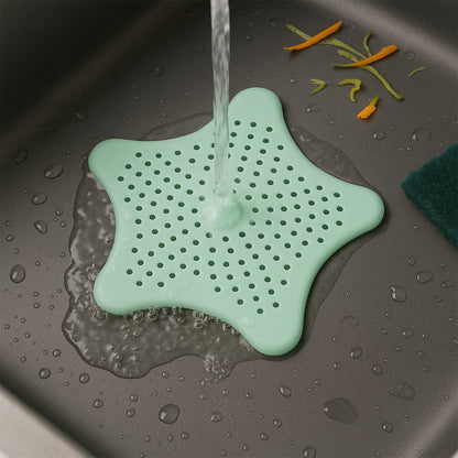 Mint Green Silicone Star Shaped Sink Filter Bathroom Hair Catcher Drain Strainers For Basin - Zidbik
