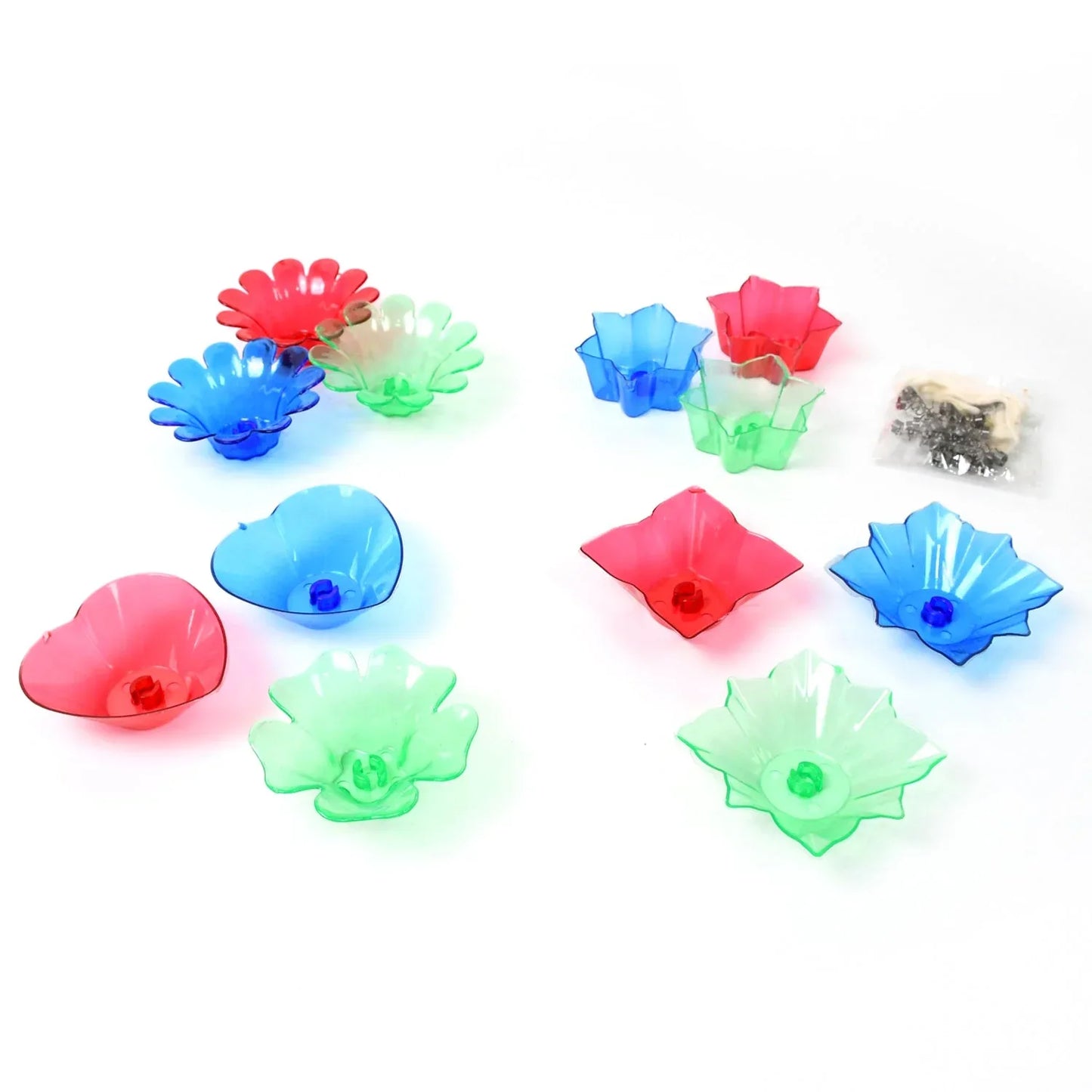 Colourful Reflection Diya Combo Plastic Candle Cup With Multi Shape (12 Pcs Set) - Zidbik