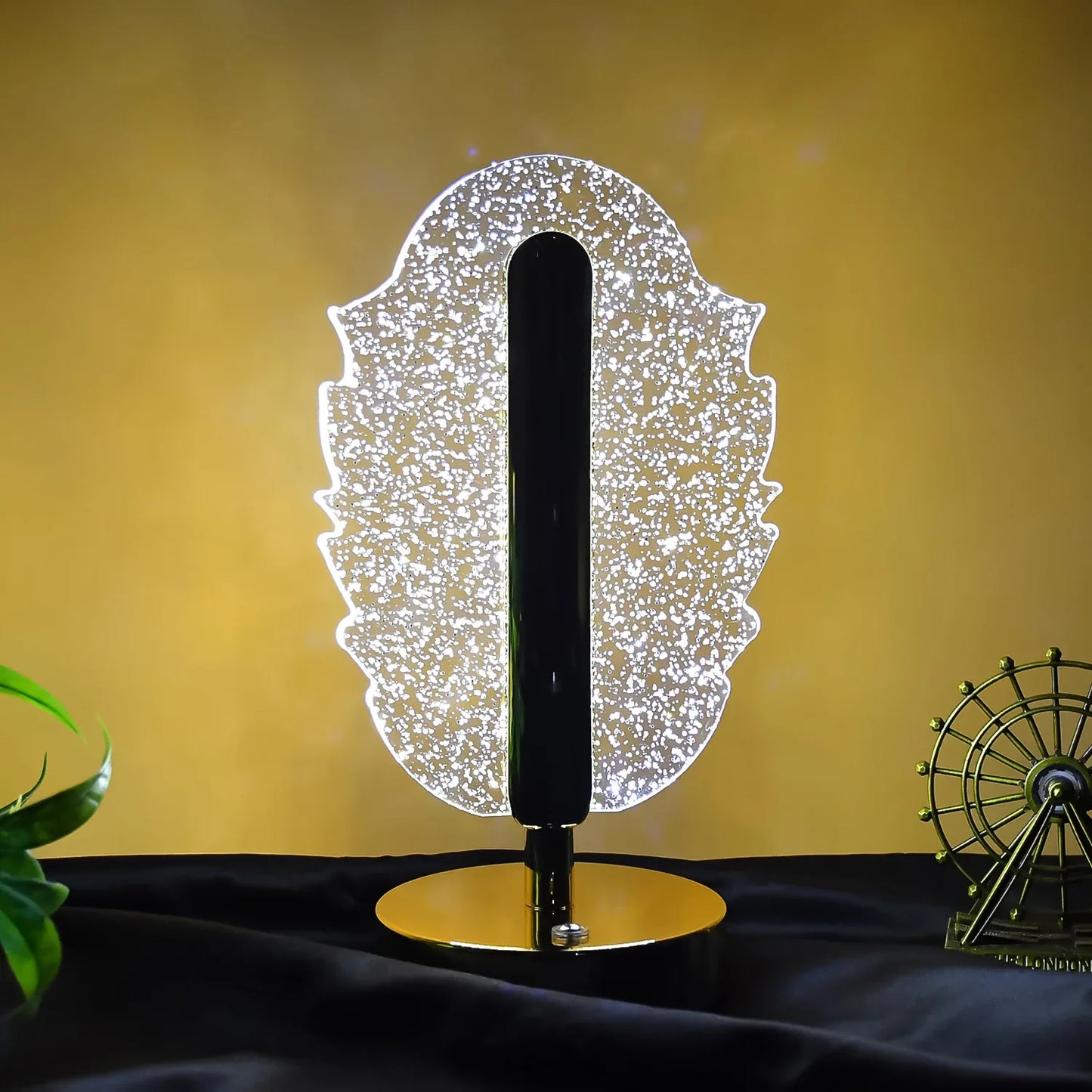 Elegant Feather Shape Crystal Table Lamp (1 Pc) - Zidbik