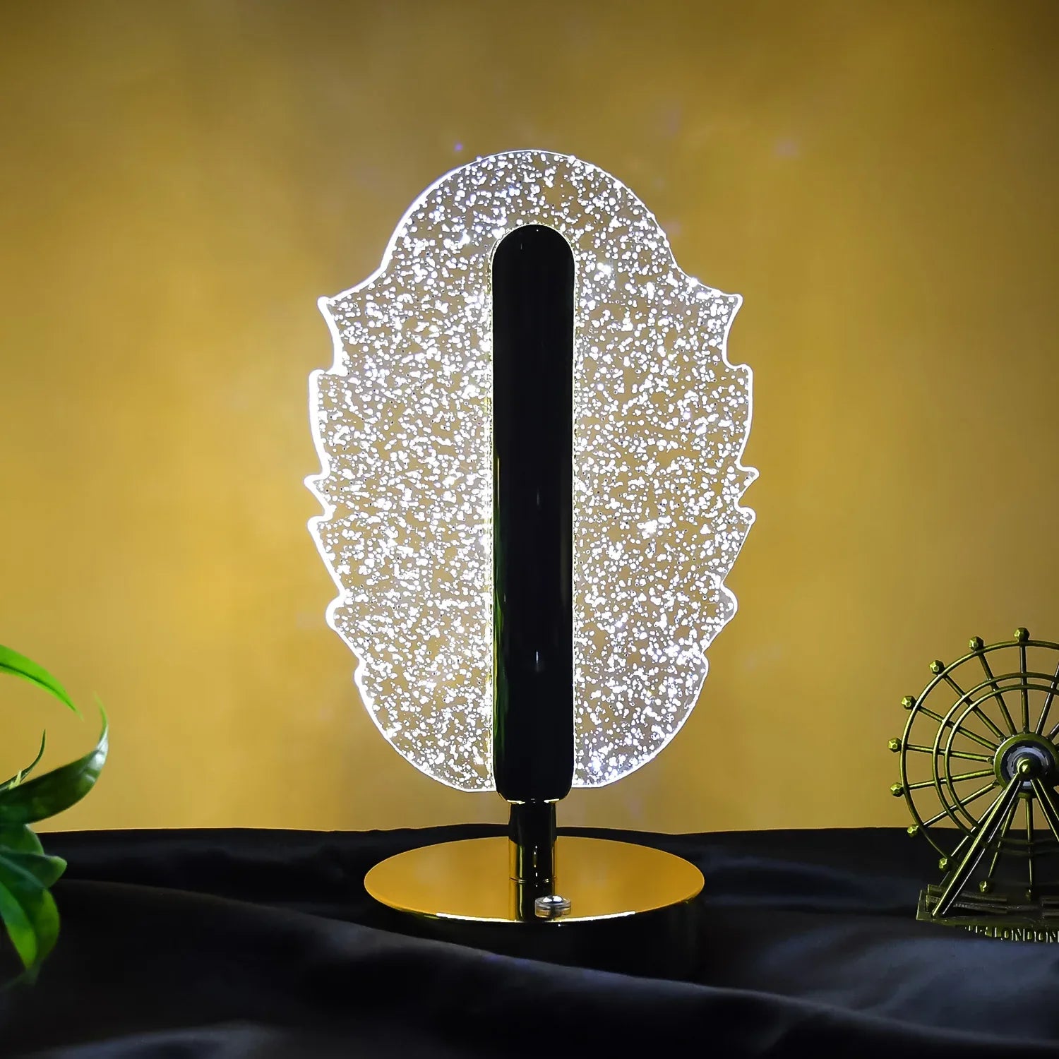 Elegant Feather Shape Crystal Table Lamp (1 Pc) - Zidbik