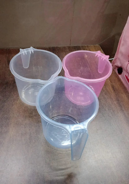 Plastic Round Transparent Bath Water Mug (1 Pc 1200 Ml Mix Color) - Zidbik