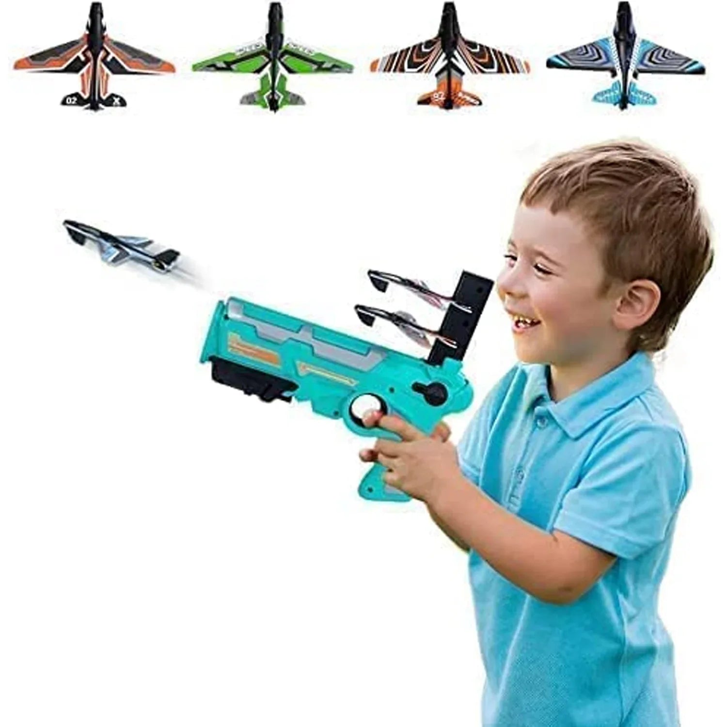 4710 Airplane Launcher Gun Toy With Foam Glider Planes Outdoor Games For Children Best Aeroplane Toys For Kids Air Battle Gun Toys ( 5 Plane Include ) - Zidbik