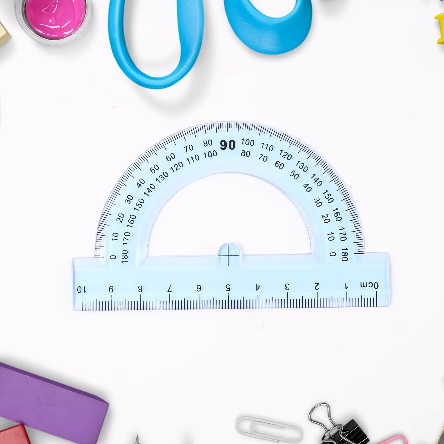 4-piece Transparent Geometry Instrument Set With Ruler - Zidbik