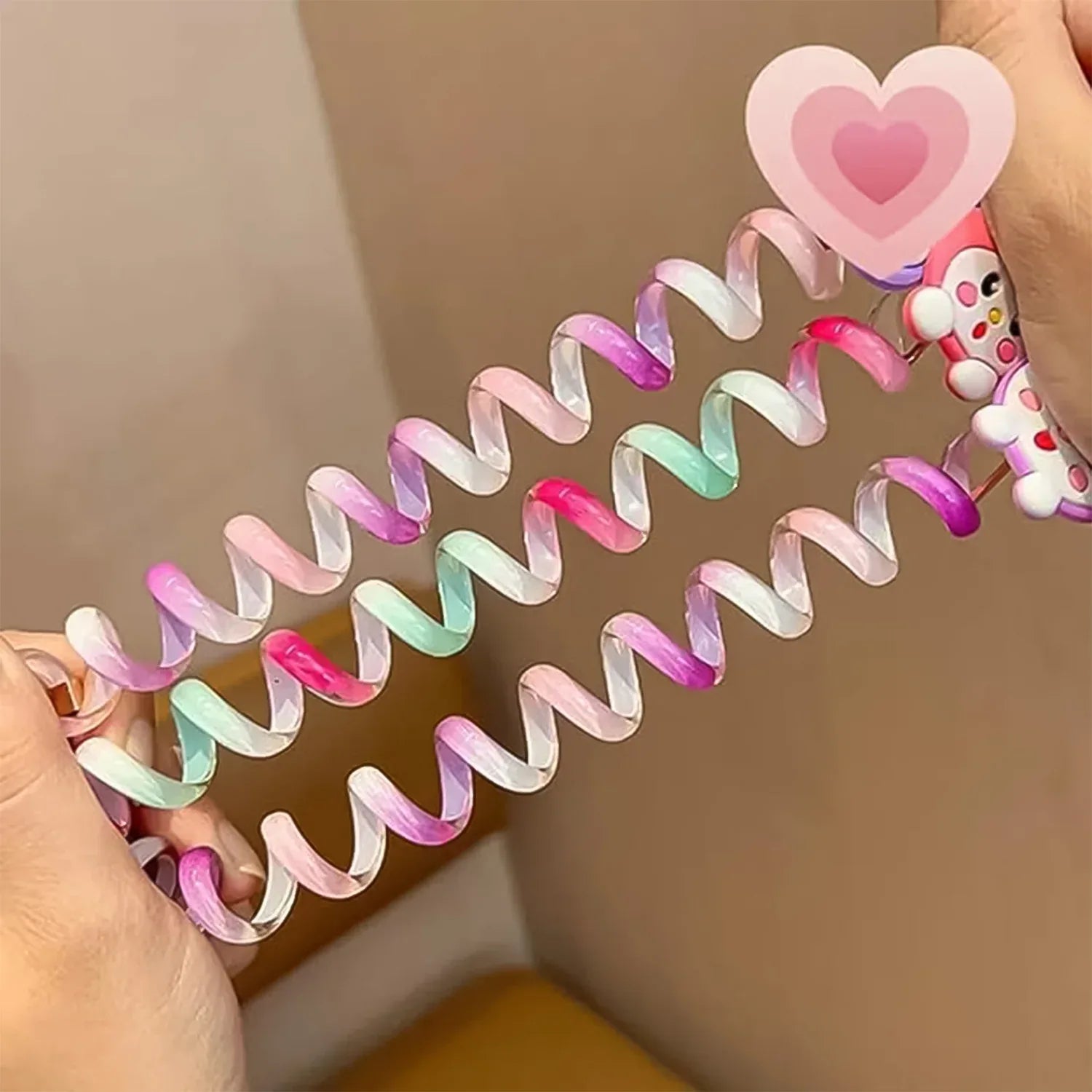 Colourful Telephone Wire Hairbands (1 Pc Mix Design) - Zidbik