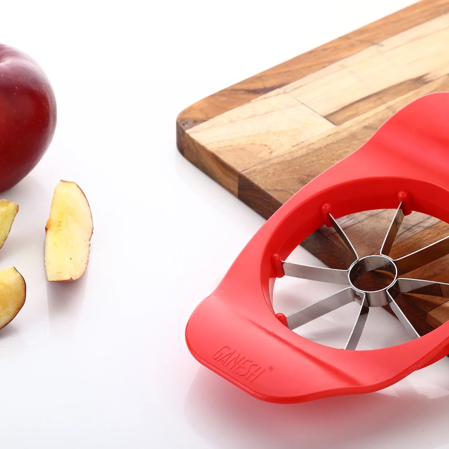 8124 Ganesh Plastic Stainless Steel Apple Cutter (Colors May Vary) - Zidbik