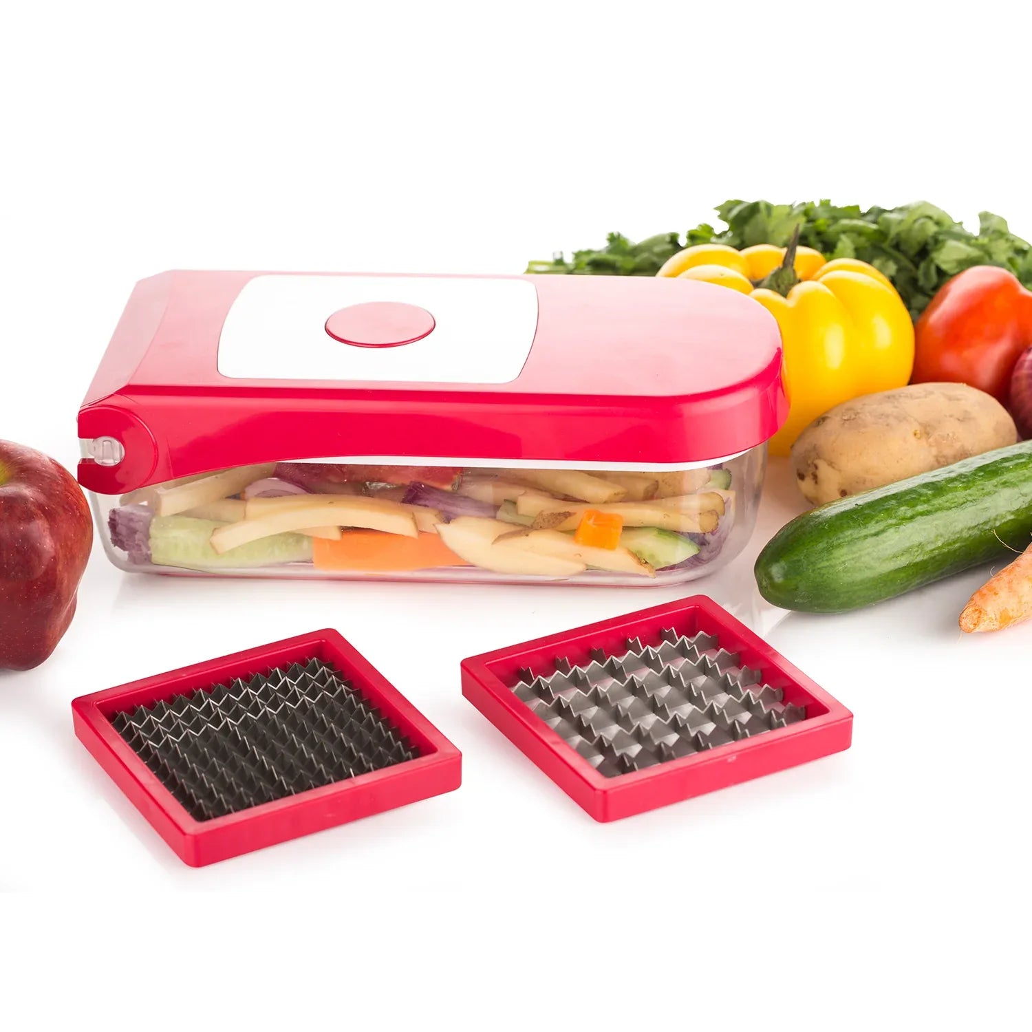 8102 Ganesh Plastic Chopper Vegetable And Fruit Cutter Red - Zidbik