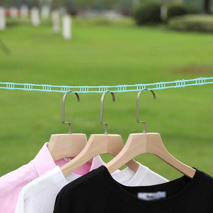 8861 3 Meters Windprood Anti-slip Clothes Washing Line Drying Nylon Rope With Hooks Durable Camping Clothesline Portable Clothes Drying Line Indoor Outdoor Laundry Storage For Travel Home Use (3 Mtr.) - Zidbik