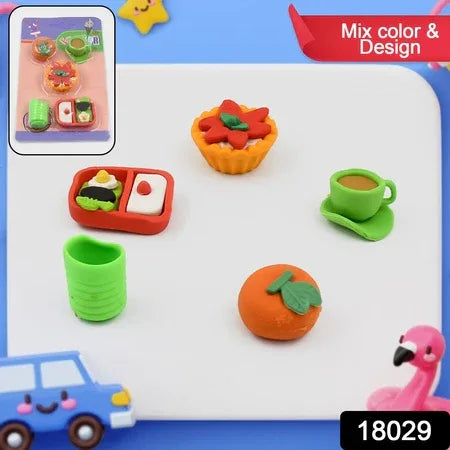 18029 3d Mix Design Fancy Stylish Colorful Erasers Mini Eraser Creative Cute Novelty Eraser For Children Different Designs Eraser Set For Return Gift Birthday Party School Prize (1 Set) - Zidbik