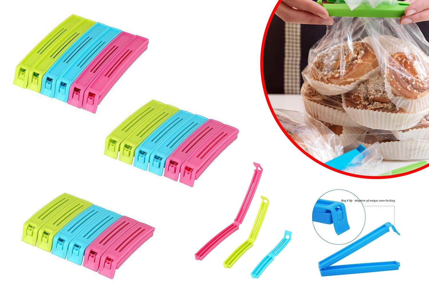 105 Plastic Snack Bag Clip Sealer Set (18 Pcs Multicolour) - Zidbik