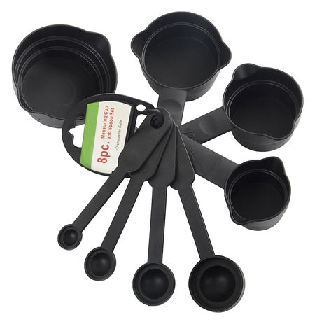 106 Plastic Measuring Cups And Spoons (8 Pcs Black) - Zidbik