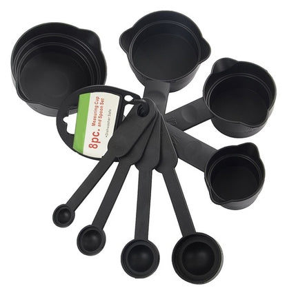 106 Plastic Measuring Cups And Spoons (8 Pcs Black) - Zidbik