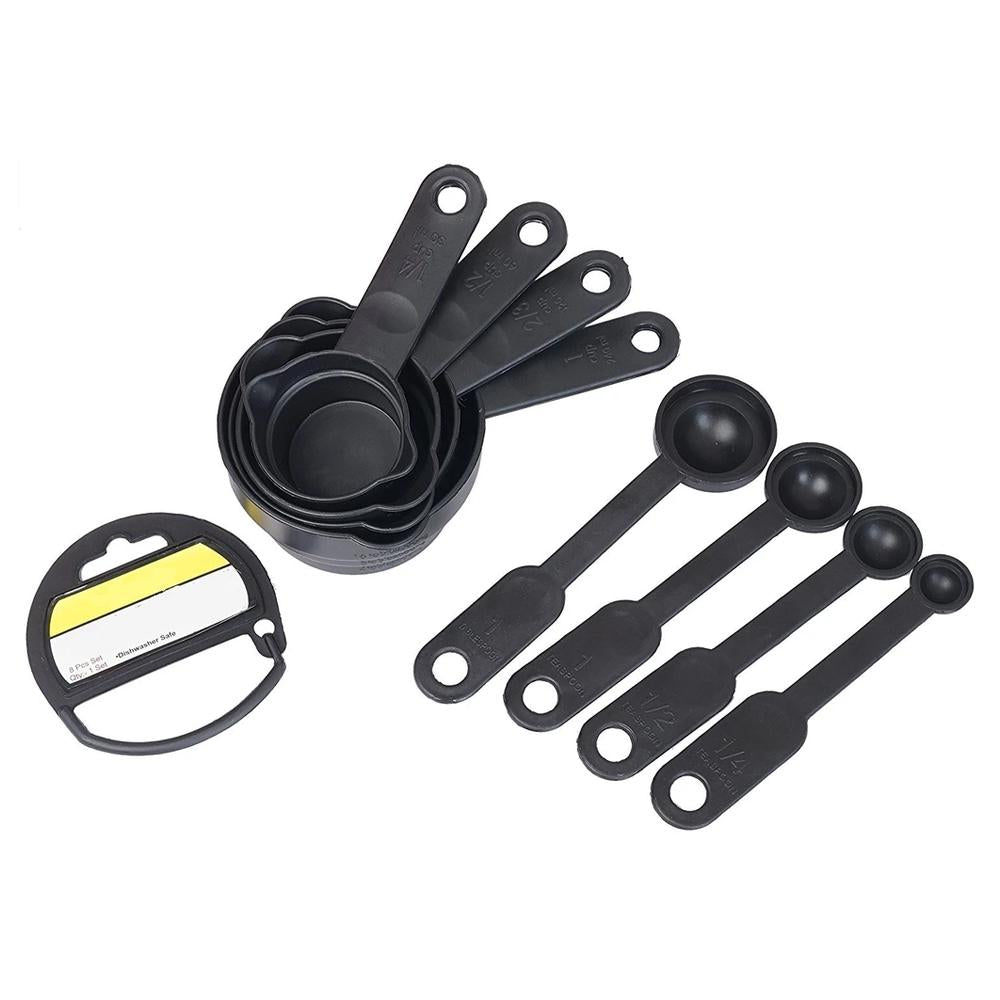 106 Plastic Measuring Cups And Spoons (8 Pcs Black) - Zidbik