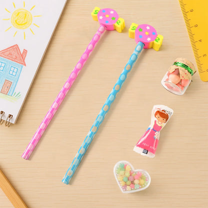 Fun Candy Design Pencil Set With Accessories Set (1 Set ) - Zidbik