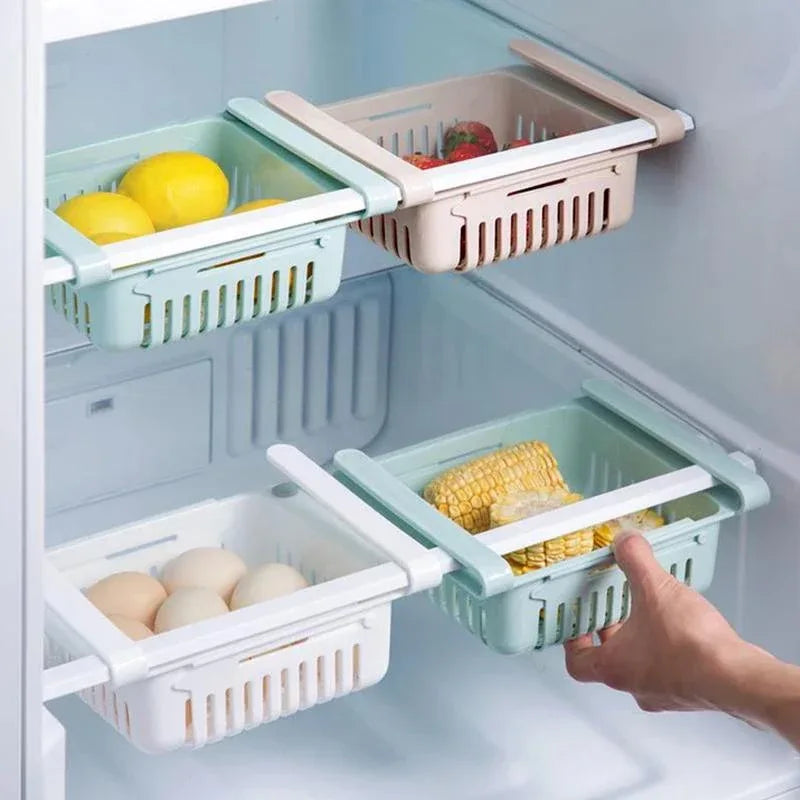 113 Adjustable Fridge Storage Basket Fridge Racks Tray Sliding Storage Racks (4 Pc Set) - Zidbik