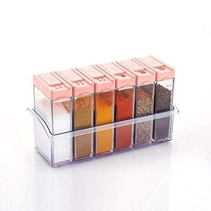 122 Plastic Spice Jars (6 Pcs 14x22x8cm Multicolour) - Zidbik