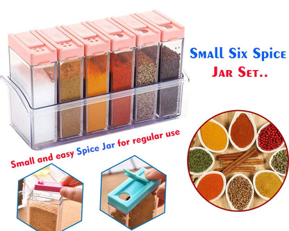 122 Plastic Spice Jars (6 Pcs 14x22x8cm Multicolour) - Zidbik