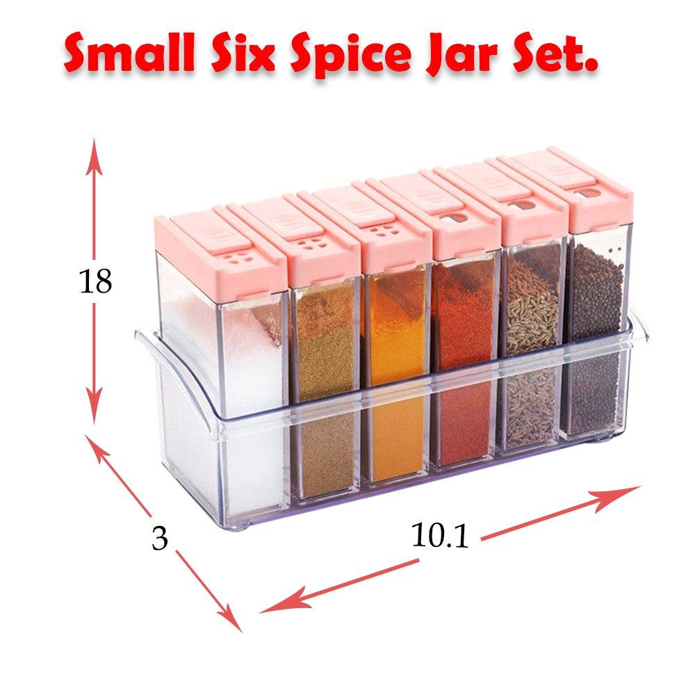 122 Plastic Spice Jars (6 Pcs 14x22x8cm Multicolour) - Zidbik