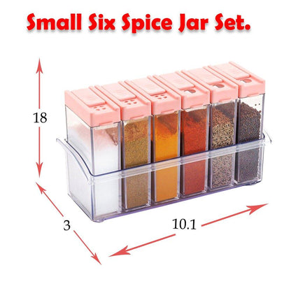122 Plastic Spice Jars (6 Pcs 14x22x8cm Multicolour) - Zidbik