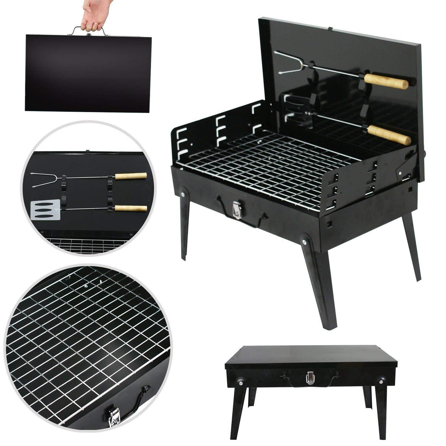 125 Stainless Steel Briefcase Style Barbecue Grill Toaster (Medium Black) - Zidbik