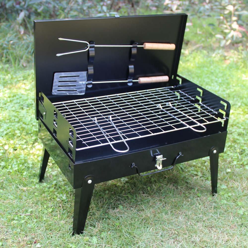 125 Stainless Steel Briefcase Style Barbecue Grill Toaster (Medium Black) - Zidbik