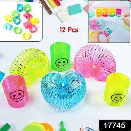 17745 Multicolor Magic Smiley Spring Spring Toys Slinky Slinky Spring Toy Toy For Kids For Birthdays Compact And Portable Easy To Carry (12 Pcs Set) - Zidbik