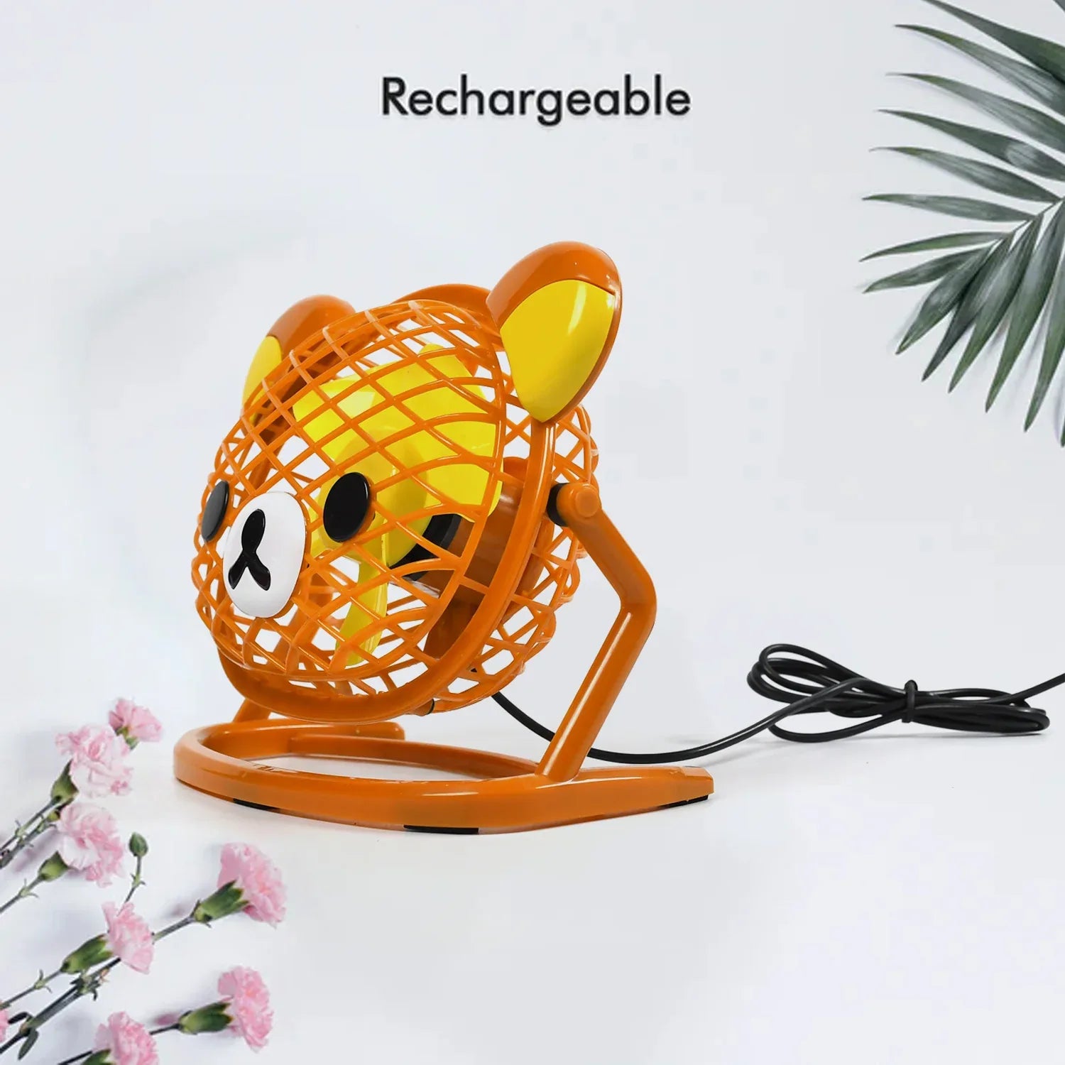 7714 Teddy Bear Portable Fan Adjustable Usb Fan Suitable For Home Office Car Multi Use Fan (Battery Not Include) - Zidbik