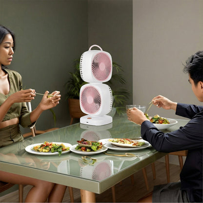 Portable Dual Head Usb Rechargeable Table Fan (1 Pc)