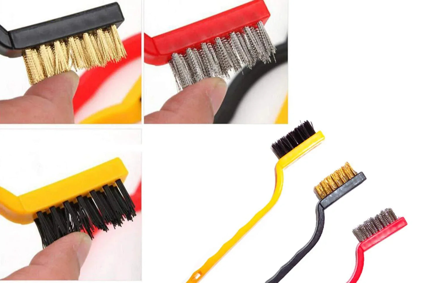 184 -3 Pc Mini Wire Brush Set (Brass Nylon Stainless Steel Bristles) - Zidbik