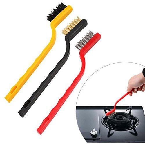 184 -3 Pc Mini Wire Brush Set (Brass Nylon Stainless Steel Bristles) - Zidbik