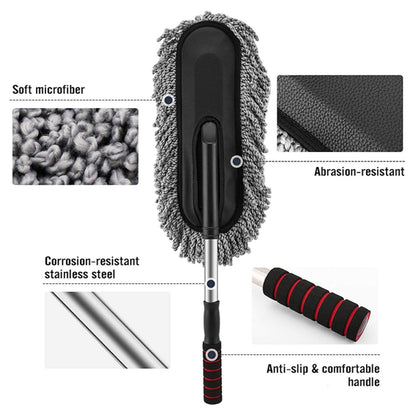 4749 Car Duster Long Retractablesoftnon-sliphandle Multipurpose Microfiber Wash Brush Vehicle Interior And Exterior Cleaning Kit With For Car Boats Or Home - Zidbik