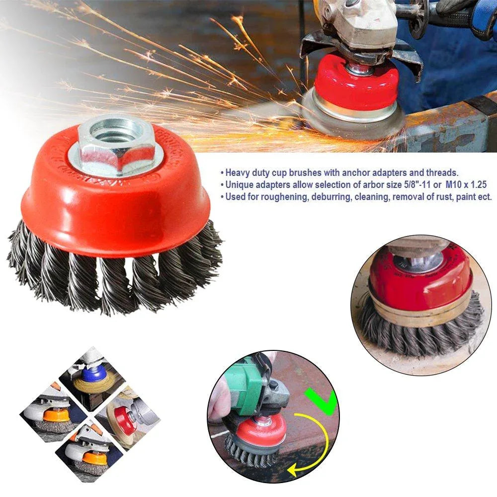 195 Wire Wheel Cup Brush (Black) - Zidbik