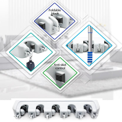 199 5-layer Multipurpose Wall Mounted Organizer Mop And Broom Holder - Zidbik