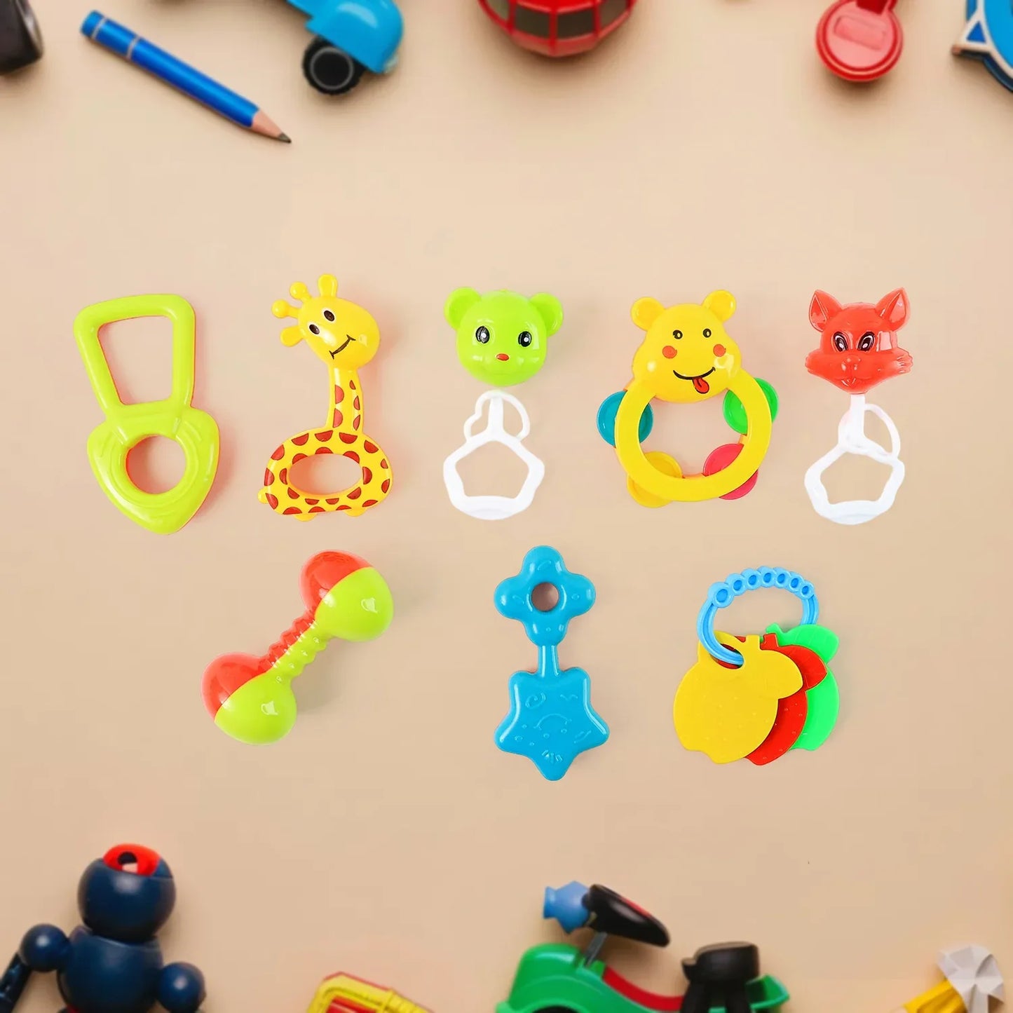 Baby Rattle Toy Collection For Infants 8 Pcs Set - Zidbik