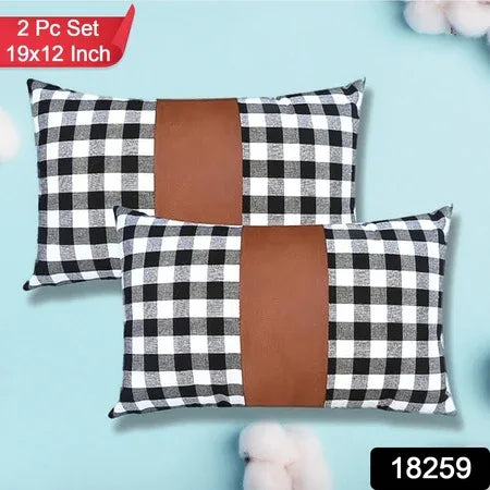 Pillow Covers Leather Cotton Cushion Covers (19 12 Inch 1 Pair 2 Pc) - Zidbik