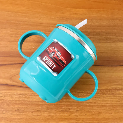 Kids Sporty Sipper Mug With Straw And Dual Handles Approx 300ml (1 Pc) - Zidbik
