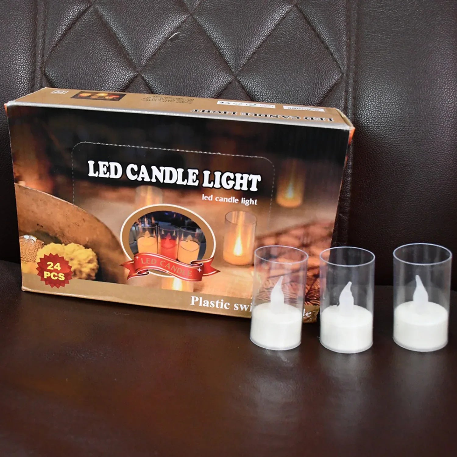 Flameless Candles With Transparent Plastic Covers Set Of 24 Pcs Led - Zidbik