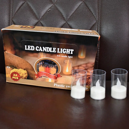 Flameless Candles With Transparent Plastic Covers Set Of 24 Pcs Led - Zidbik