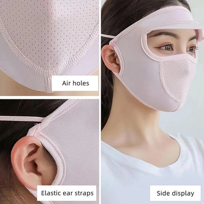 Womens Full Face Uv Protection Cap With Built-in Mask And Wide Brim Visor Breathable (1 Pc) - Zidbik