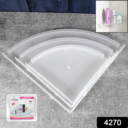 Bathroom Plastic Corner Shelf Rack Set For Wall Number Of Shelves (3 Pcs Set) - Zidbik