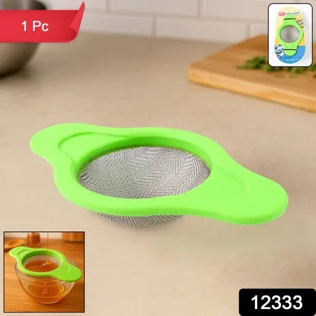 Stainless Steel Mesh Strainer With Dual Handle Plastic Frame (1 Pc) - Zidbik