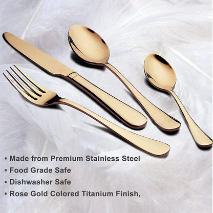 Kitchen Tableware Flatware Sets Kitchen Forks Spoons With Gift Box (24 Pcs Set) - Zidbik