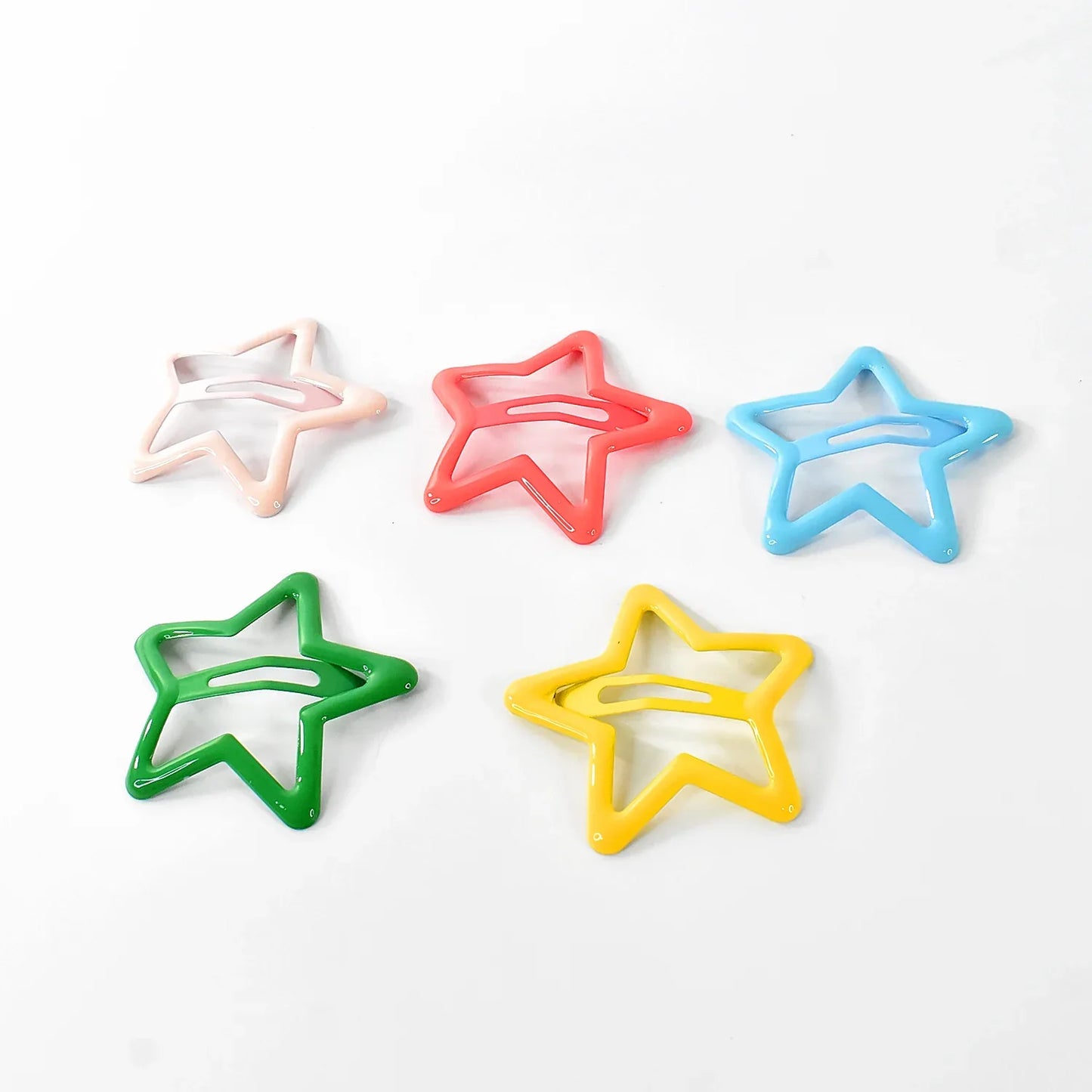 Metal Printed Star Shape Hair Clips (10 Pcs Set) - Zidbik