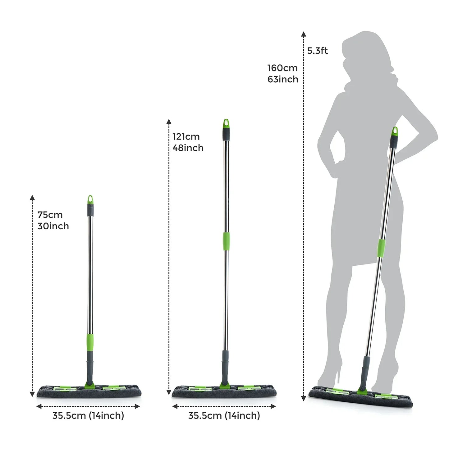 8710 Multipurpose Wet And Dry Cleaning Microfiber Flat Mop Floor Cleaning Mop With 360 Degree Rotating Head And Telescopic Handle Steel Rod Long Handle Dry Mops Standard (1 Piece Multi-colour) - Zidbik