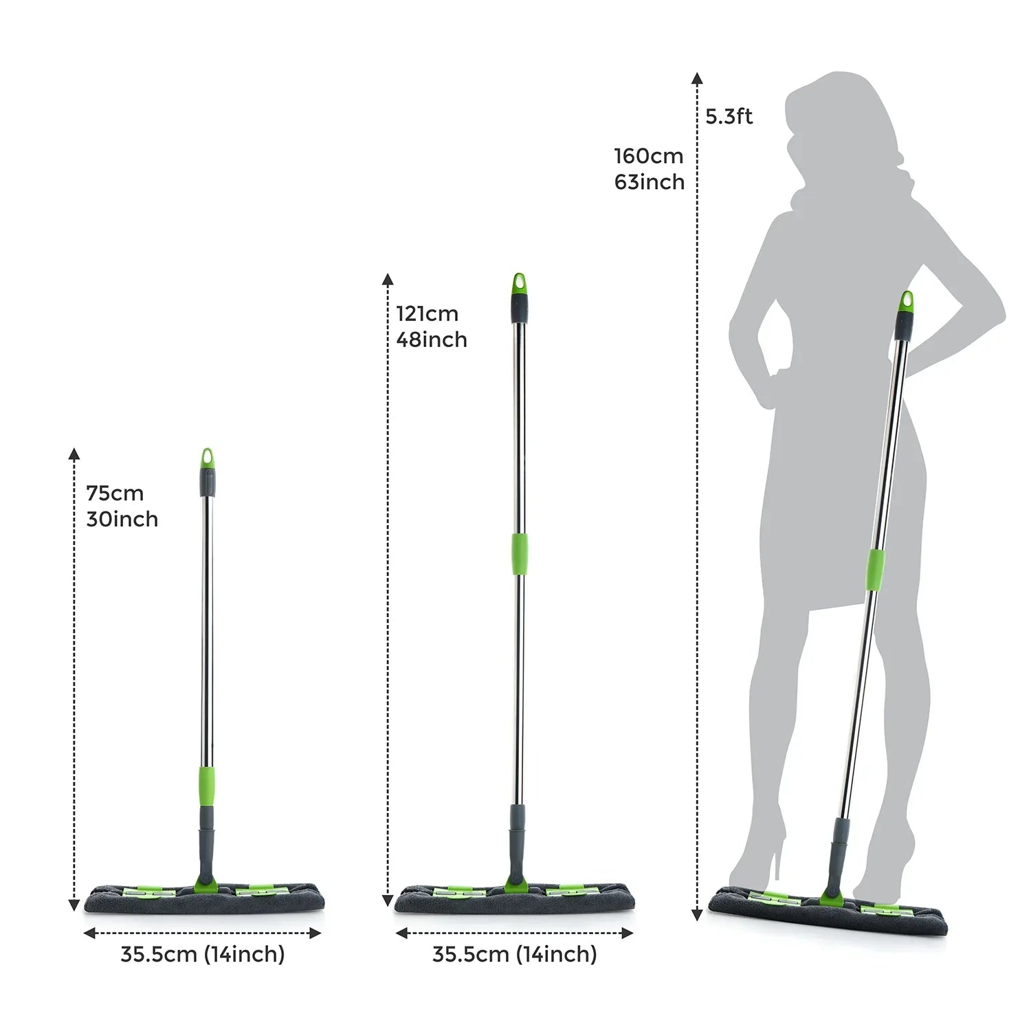 8710 Multipurpose Wet And Dry Cleaning Microfiber Flat Mop Floor Cleaning Mop With 360 Degree Rotating Head And Telescopic Handle Steel Rod Long Handle Dry Mops Standard (1 Piece Multi-colour) - Zidbik