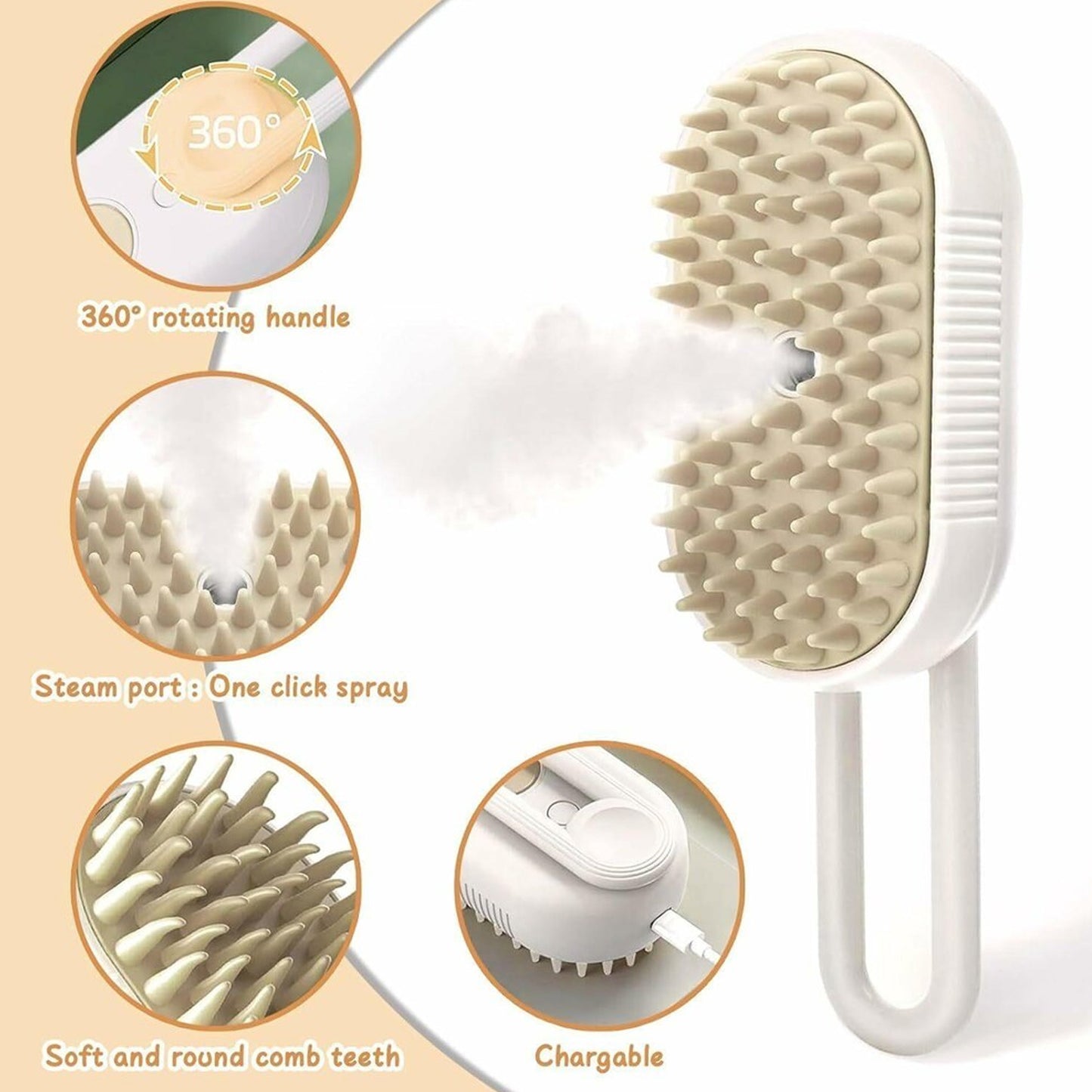 Electric Spray Handle Massage Brush Hair Removal Brush Steam (1 Pc) - Zidbik