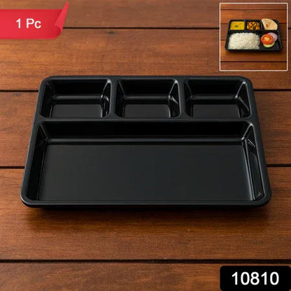 Plastic 4-compartment Rectangular Meal Serving Tray Sectioned Dining Plate (1 Pc) - Zidbik