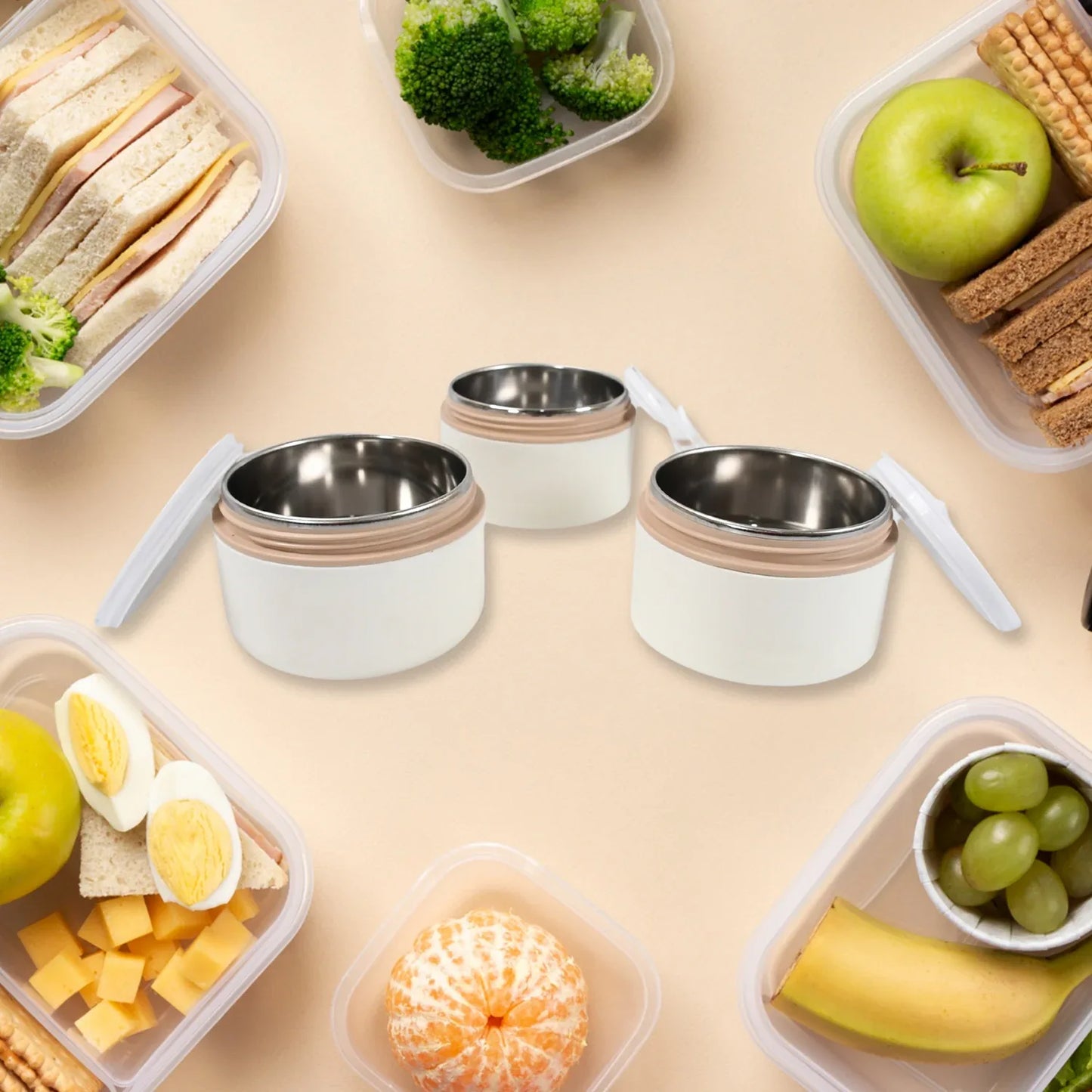 Ganesh Smart Stack 23 Layer Portable Lunch Box Stainless Steel Airtight Leak-proof Lunch Box For Office School Picnic Color May Vary (2 Layer 3 Layer) - Zidbik